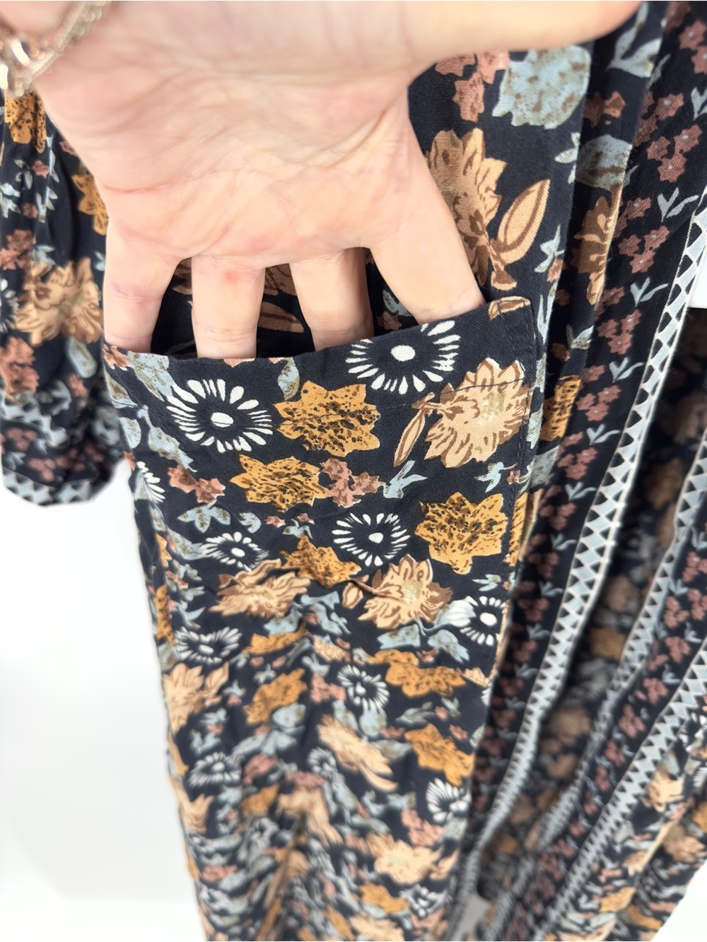 Natural Life Camila Boho Kimono Duster Long Cardigan Size L/XL Floral Indie - Picture 5 of 10